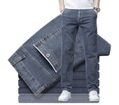 Pantalones vaqueros finos para hombre de estilo clásico de verano, pantalones vaqueros elásticos de negocios para hombre 30 azul claro