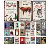Bienvenido a la granja, fogata, tenga cuidado con los perros, advertencia de granja, carteles de hojalata Retro, placa de hojalata de Metal, cartel artístico, decoración de pared para Bar y hogar 20x30cm No Frame