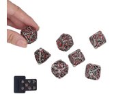 Juego de 7 dados poliédricos de metal con diseño de calavera y sangre, accesorios para juegos de mesa de Halloween