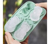 Caja fuerte para lavavajillas libre de BPA del lanzamiento fácil del diseño del dogo francés de la bandeja del cubo de hielo del perro del silicón negro