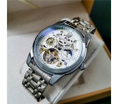 Reloj mecánico automático con volante grande ahuecado para hombre, resistente al agua, luminoso, fase lunar, reloj multifuncional para hombre