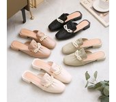Sandalias y zapatillas de verano Sandalias casuales para mujer Ropa de abrigo sin cordones Versión coreana de zapatos individuales Zapatos perezosos Baotou Medias zapatillas para mujer 36 verde