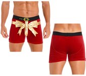 Disfraz de fiesta navideña para hombre, pantalones cortos de terciopelo, calzoncillos, disfraz de fiesta XL rojo