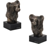 Chinese Crested Dog, Puff - Dog statue, bust on stone base, sculpture, trophy for dog show by Art-Dog brand marrón