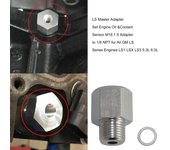 Adaptador maestro LS Sensor de aceite y refrigerante del motor Adaptador M16 1,5 a 18 NPT para todas las series LS de GM plata