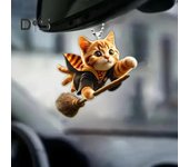 Adorno para espejo retrovisor de coche con forma de gato, colgante acrílico realista, fácil de colgar, adorno navideño para colgar 1