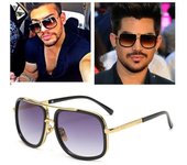 Gafas de sol cuadradas de moda, gafas de sol de metal vintage para hombre, para deportes al aire libre, viajes, protección solar, gafas no polarizadas negro