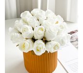 12 piezas de flores artificiales rosas para decoración de bodas blancas, flores de seda para decoración de mesa del hogar, flores falsas, regalo del día de San Valentín