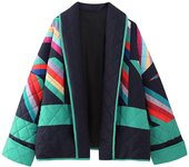 Chaqueta con estampado de empalme de moda urbana de talla grande para mujer de otoño e invierno S
