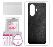apgo Protective Skin Sticker for the back compatible with Wiko Hi Enjoy 60 5G, Wrap Film, Foil, Vinyl - Pattern Black Leather