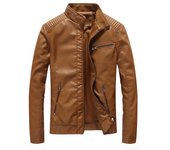 Chaqueta de cuero PU nueva para hombre de primavera y otoño, chaqueta de cuero de motocicleta fina lavada M