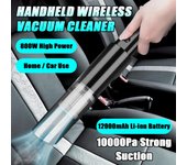 Aspirador de coche inalámbrico de mano, 10000Pa, 12000mAh, 800W, potente succión ciclónica, recargable, para coche en seco y húmedo negro