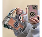 Funda de teléfono Starp con cordón de cuero para cámara chapada en 3d de lujo para Iphone 14, 13, 12, 11 Pro Max, funda suave con patrón Litchi a prueba de golpes For iPhone 11Pro Max