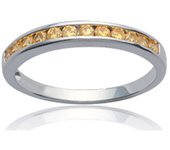 Bague Argent 'Déesse' topaze jaune argenté (rhodié) - 3 mm 54 amarillo
