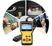 Lector de códigos de coche 2023, escáner automático AD310 OBD2, herramienta de diagnóstico OBDII de temperatura del refrigerante del motor macho de 16 pines, sonda de velocidad del coche amarillo