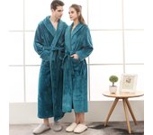 Bata de baño de felpa coralina alargada de invierno para mujer, bata de manga larga, abrigo XXXL