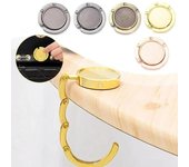 Colgador de bolsos, colgador de bolsos, colgador de gancho plegable, colgador de llaves portátil, gancho de mesa, colgador de almacenamiento para viajes al aire libre oro rosa
