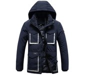 Chaqueta acolchada larga de invierno, abrigo reflectante multifuncional cálido y grueso para hombres y mujeres 6XL negro