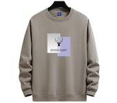 Suéter para hombre, otoño e invierno, suelto, de gran tamaño, de forro polar, grueso, grande, sin sombrero, cuello redondo, chaqueta de manga larga M