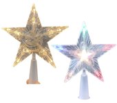 Adornos navideños para el hogar con estrella de hierro y parte superior del árbol de Navidad con purpurina dorada LED, Adornos de árbol de Navidad, Navidad, Año Nuevo