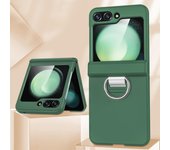 Funda rígida de PC con soporte de anillo de lujo para Samsung Galaxy Z Flip 6 5 4 3, ultrafina, mate, a prueba de golpes, protección completa para negocios For Samsung Z Flip 6 negro
