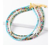 Collar de cadena de clavícula simple bohemio para mujer, versátil, con cuentas de color nicho, de piedra natural y cristal, a la moda