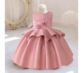 Vestido elegante para fiesta de niñas pequeñas, con lazo, para primer cumpleaños, dama de honor, princesa, para boda, noche 6-9M color rosa