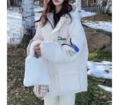 Parkas acolchadas de invierno para mujer, chaqueta de algodón, abrigo grueso y suelto con capucha, ropa de abrigo acolchada cálida de gran tamaño S blanco