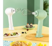 Batidora de mano portátil, batidora eléctrica inalámbrica de alimentos, Espumador de leche de 3 velocidades, batidor de huevos, crema, comida, masa para hornear, cocina blanco
