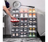 Conjunto de caja de zapatos transparente, almacenamiento plegable, puerta transparente de plástico, organizador de armario para el hogar, caja, estante, pila, venta al por mayor 6PCS Size:S