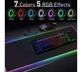 Alfombrilla de ratón para juegos con iluminación LED de colores RGB grande, 800x300mm, para PC y portátil negro