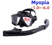 Máscara de buceo para miopía óptica, gafas de natación para miopía, visión panorámica amplia para adultos y jóvenes