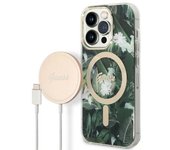 Guess Gubpp14Xhjeacsa Estuche + Cargador Set Iphone 14 Pro Max 6.7 Verde/Verde Estuche Rígido Jungle Magsafe