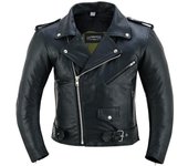 GearX Chaqueta de cuero para motocicleta Brando, abrigo de cuero suave estilo cruiser clásico para motociclista M negro