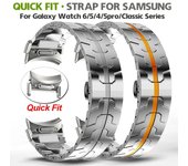 Correa de acero inoxidable sin espacios para Samsung Galaxy Watch 6 Classic 47mm 43mm 40mm 44mm 5 Pro 45mm para 4Classic 42mm 46mm Correa de ajuste rápido Galaxy Watch 6 40mm plata