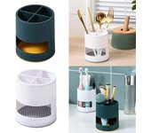 1 soporte de almacenamiento para cepillos de dientes eléctricos, organizador de plástico para pasta de dientes, soporte para brochas de maquillaje para encimera de baño azul