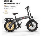 Bicicleta eléctrica plegable todo terreno, 750W, batería de 48V, 10AH, neumático ancho de 20 pulgadas, freno de disco, bicicleta eléctrica con velocidad de 45km/h 750W48V10AH