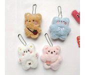 Oso de peluche pequeño estilo coreano Kawaii, llavero con colgante de animal de dibujos animados, muñeco de peluche suave y bonito para niños, regalo de Navidad color rosa