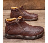 Botas de hombre de cuero estilo vintage para otoño e invierno, botas Chelsea cortas hasta el tobillo, calzado informal para hombre, botas de motocross ligeras 38