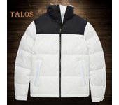 Abrigo de algodón para hombre, cuello alto, manga larga, retazos de color, chaqueta con bolsillos, corte holgado, tapeta con cremallera, resistente al viento, acolchado, abrigo M negro