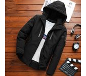 Ropa para hombre Chaqueta de algodón de plumón para hombre al aire libre Chaqueta gruesa cálida y delgada Chaqueta de algodón desmontable calentada con capucha para invierno M negro