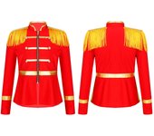 Disfraz de Halloween para niños y niñas, disfraz de circo, maestro de ceremonias, tambor Majorette, disfraces de América 13-14 Years rojo