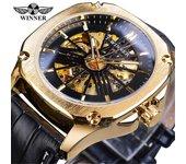 WINNER Reloj mecánico automático impermeable con movimiento mecánico hueco informal a la moda para hombre