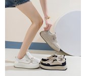 Zapatillas de plataforma gruesas para mujer, zapatos casuales sin cordones para caminar, zapatos para correr cómodos y livianos con cordones, zapatillas de tenis transpirables para mujer 35 beige