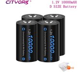Batería recargable de tamaño 1,2 VD, batería nimh tipo R20 LR20 de 10000mAh para calentador de agua doméstico con estufa de Gas Natural 33mm*61mm negro
