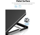 MC Q100 Enfriador para computadora portátil Soporte de enfriamiento para computadora portátil con 2 ventiladores Diseño de poco ruido con altura ajustable de 4 niveles negro