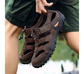 Zapatos casuales de cuero cómodos para hombres de verano para deportes al aire libre, senderismo, suela gruesa, para vadear el agua 44