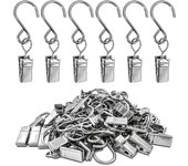 50 ganchos en forma de S de acero inoxidable para colgar luces, fotos y tiendas de campaña. plata