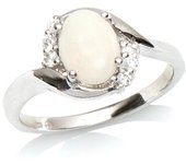 Bague Argent 'Déesse Opale' Blanc argenté (rhodié) - 10 mm 56 blanco