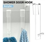Gancho de acrílico para puerta de ducha de baño, toallero para puerta de ducha, percha para bata de baño sin perforaciones, ganchos transparentes para toallas 1pc